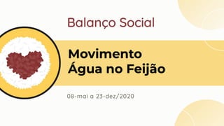 Balanço Social
08-mai a 23-dez/2020
 