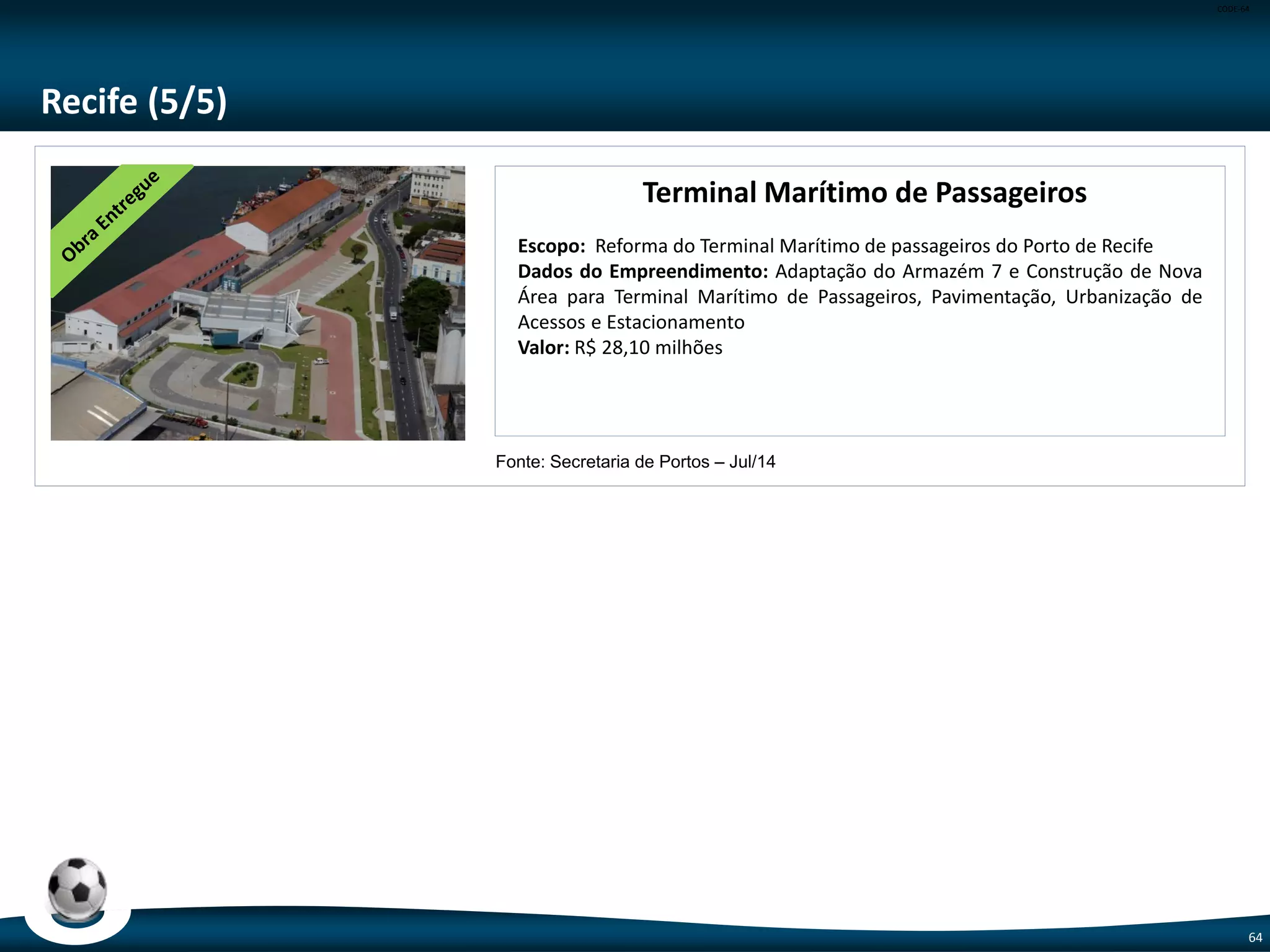64
Eixo Saúde
Total de atendimentos realizados 17.042
Número de atendimentos nas arenas 7.055 (0,2%*)
Número de atendimentos nas festas da Copa (FIFA Fan Fest) 6.498
Número de atendimentos nas Public View e outros locais de aglomeração 3.498
Número de remoções para a rede pública 192
* O parâmetro internacional para atendimentos médicos em eventos de massa é de 1% a 2% do total de público. Durante a Copa do
Mundo no Brasil, ocorreu apenas 0,19% de atendimentos em relação ao total de publico das arenas. Isto demonstra que o evento não
teve impacto no setor saúde.
 