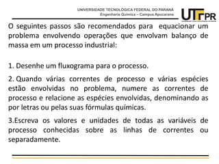 introdução ao Balanço material e energético de processos industriais | PPTX