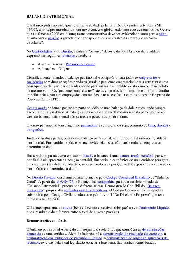 Balanço patrimonial | PDF