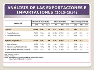 ANÁLISIS DE LAS EXPORTACIONES E
IMPORTACIONES (2013-2014)
 