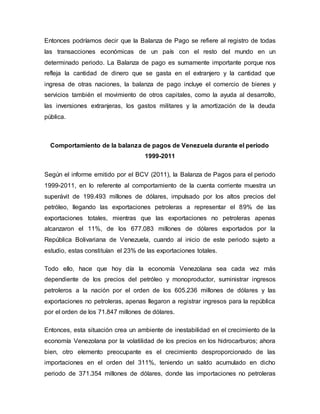 Balanza de Pago e Inversion Directa en Venezuela | DOCX