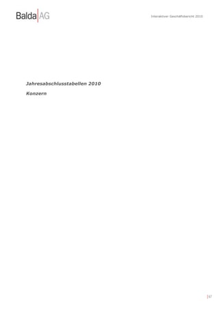 Interaktiver Geschäftsbericht 2010




Jahresabschlusstabellen 2010

Konzern




                                                                    | 67
 