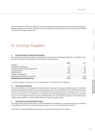 Balda Geschäftsbericht 2012 deutsch