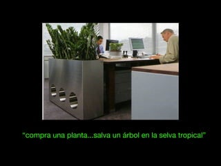 “compra una planta...salva un árbol en la selva tropical”
 