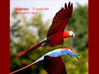 "Diabético  :  “É quem não consegue ser doce”. 