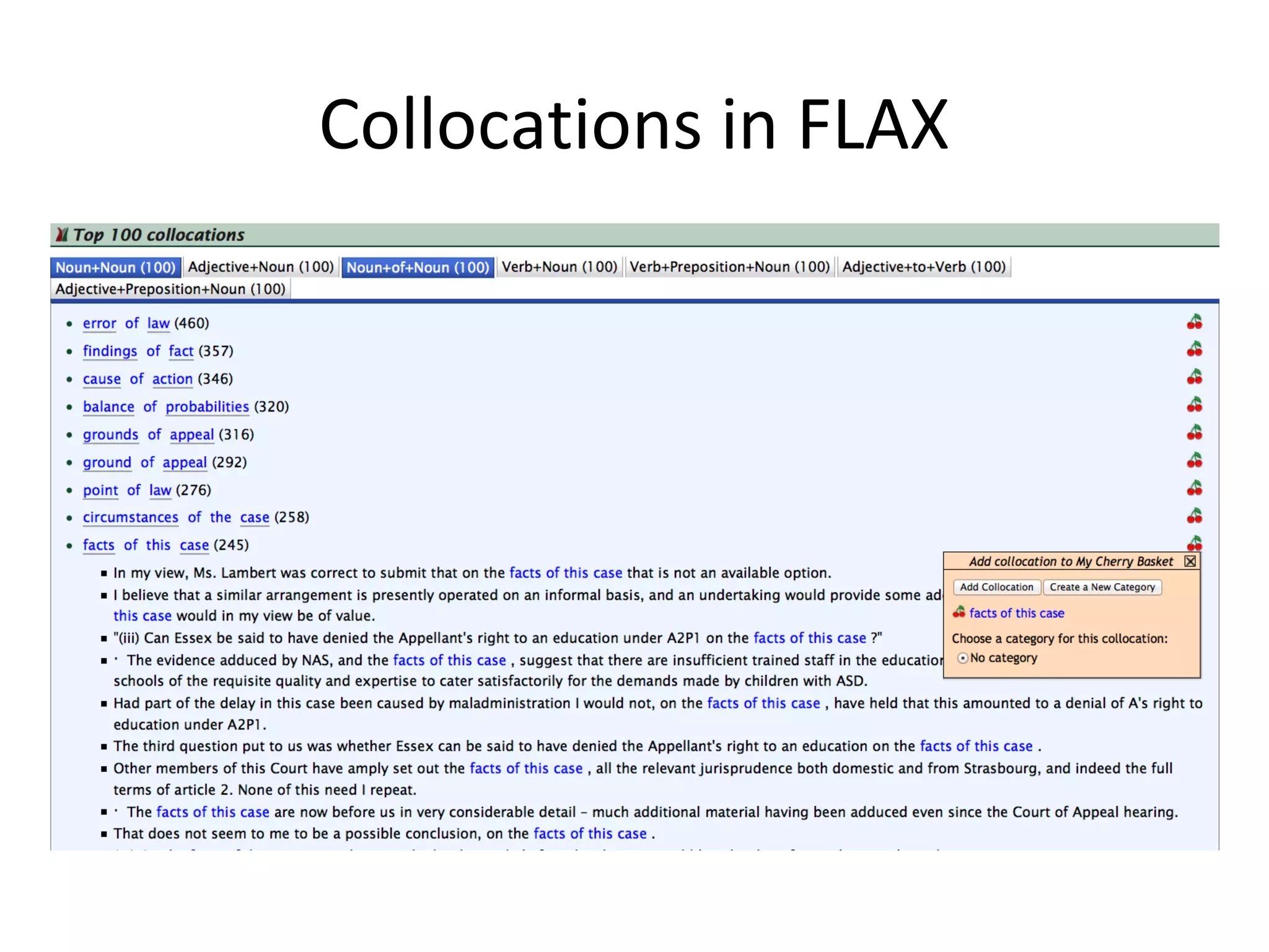 Collocations in FLAX
 
