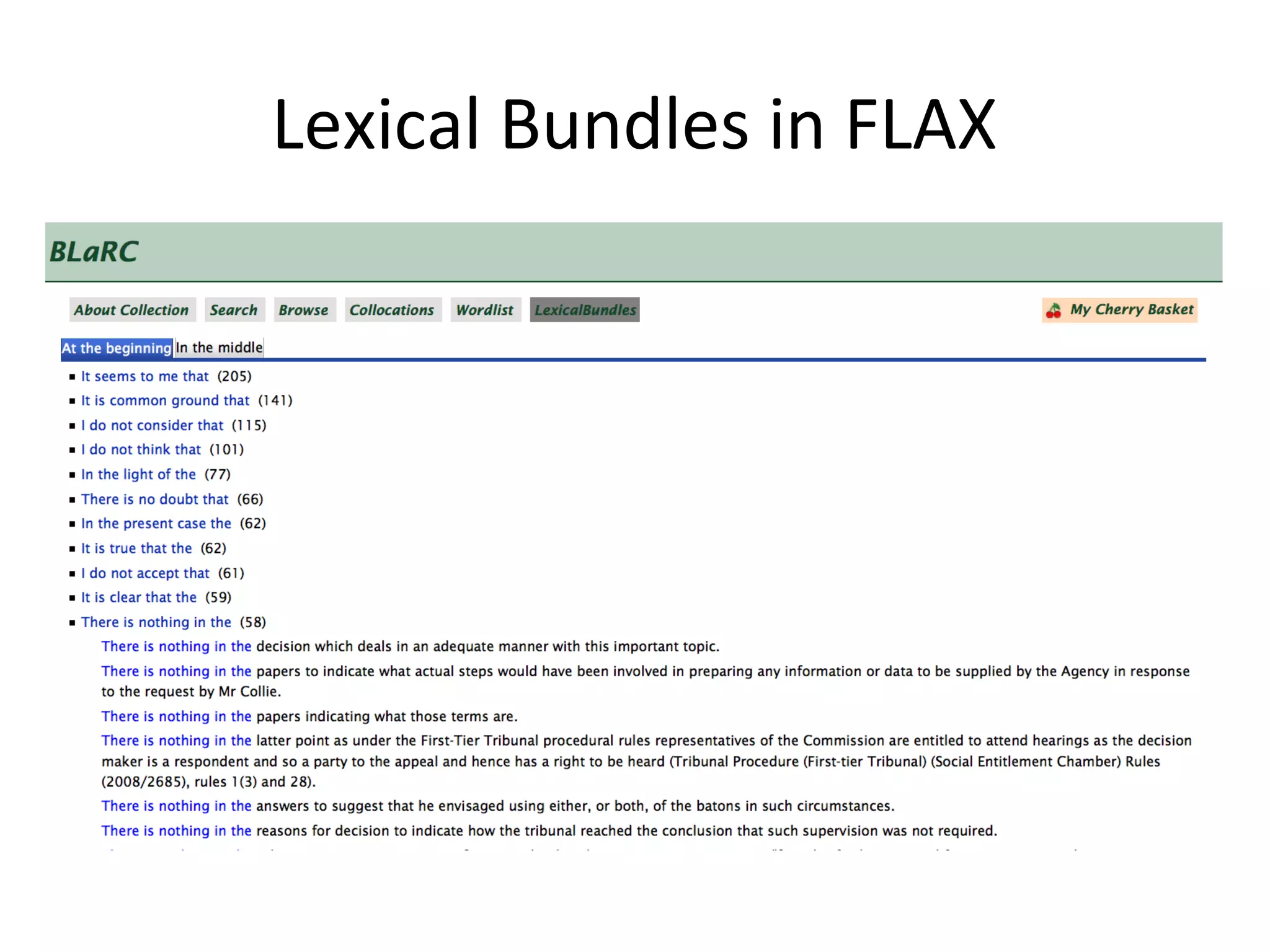 Lexical Bundles in FLAX
 