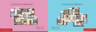 ENTRYENTRY
Typical Carpet Area
Typical Usable Area
Typical Saleable Area
~68.3 sq.mt.
~77.1 sq.mt.
~105.9 sq.mt.
1 sq. mt. = 10.764 sq. ft.
Typical Carpet Area
Typical Usable Area
Typical Saleable Area
~90.1 sq.mt.
~101.3 sq.mt.
~139.4 sq.mt.
1 sq. mt. = 10.764 sq. ft.
Furniture, fixtures or fittings shown in the floor plan are not standard and will not be provided in the
apartment. Areas mentioned herein are approximate and shall vary based on selected apartment.
Floor plans are in accordance with the latest approved sanctioned plan and are subject to changes
mandated by government authorities and/or applicable laws from time to time.
Furniture, fixtures or fittings shown in the floor plan are not standard and will not be provided in the
apartment. Areas mentioned herein are approximate and shall vary based on selected apartment.
Floor plans are in accordance with the latest approved sanctioned plan and are subject to changes
mandated by government authorities and/or applicable laws from time to time.
Typical Unit Plan 3-BHK Comfort Typical Unit Plan 3-BHK Grand
 