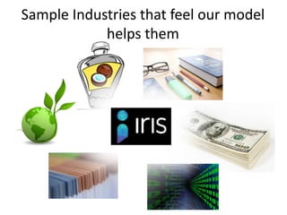 Sample Industries that feel our model
helps them
 