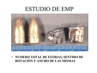 ESTUDIO DE EMP
• NUMERO TOTAL DE ESTRIAS, SENTIDO DE
ROTACIÓN Y ANCHO DE LAS MISMAS
 