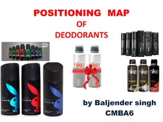 POSITIONING MAP
OF
DEODORANTS
by Baljender singh
CMBA6
 