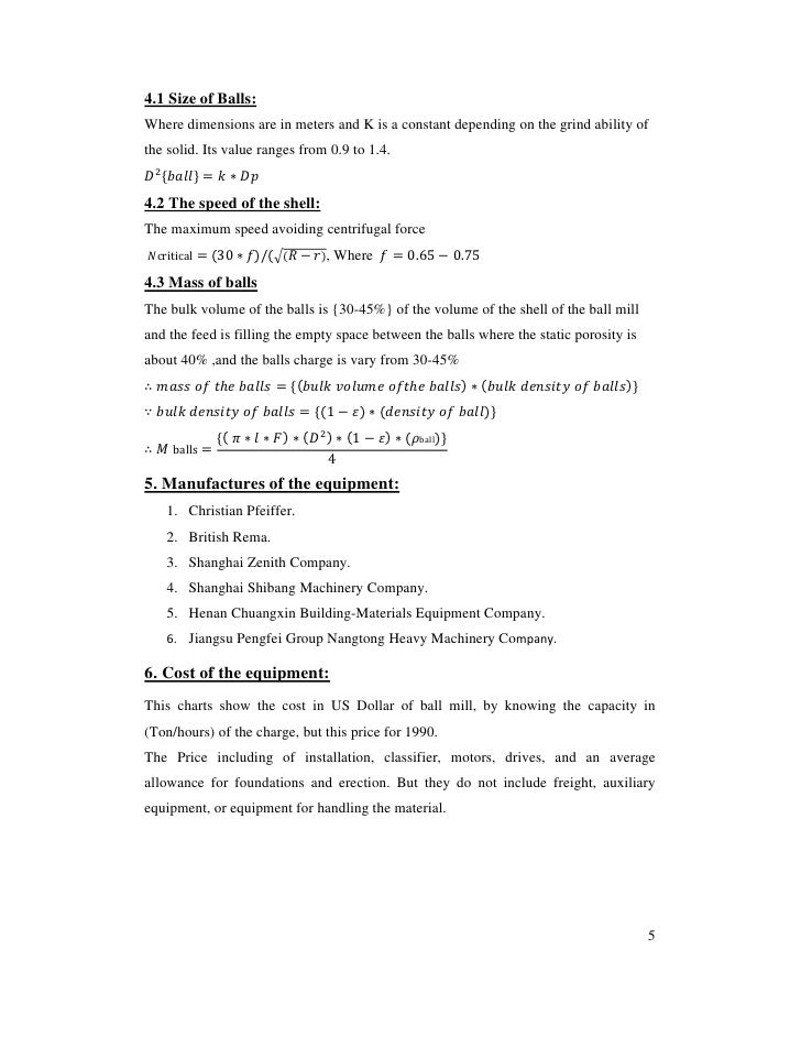 ball mill average ball size