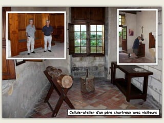Cellule-atelier d’un père chartreux avec visiteurs