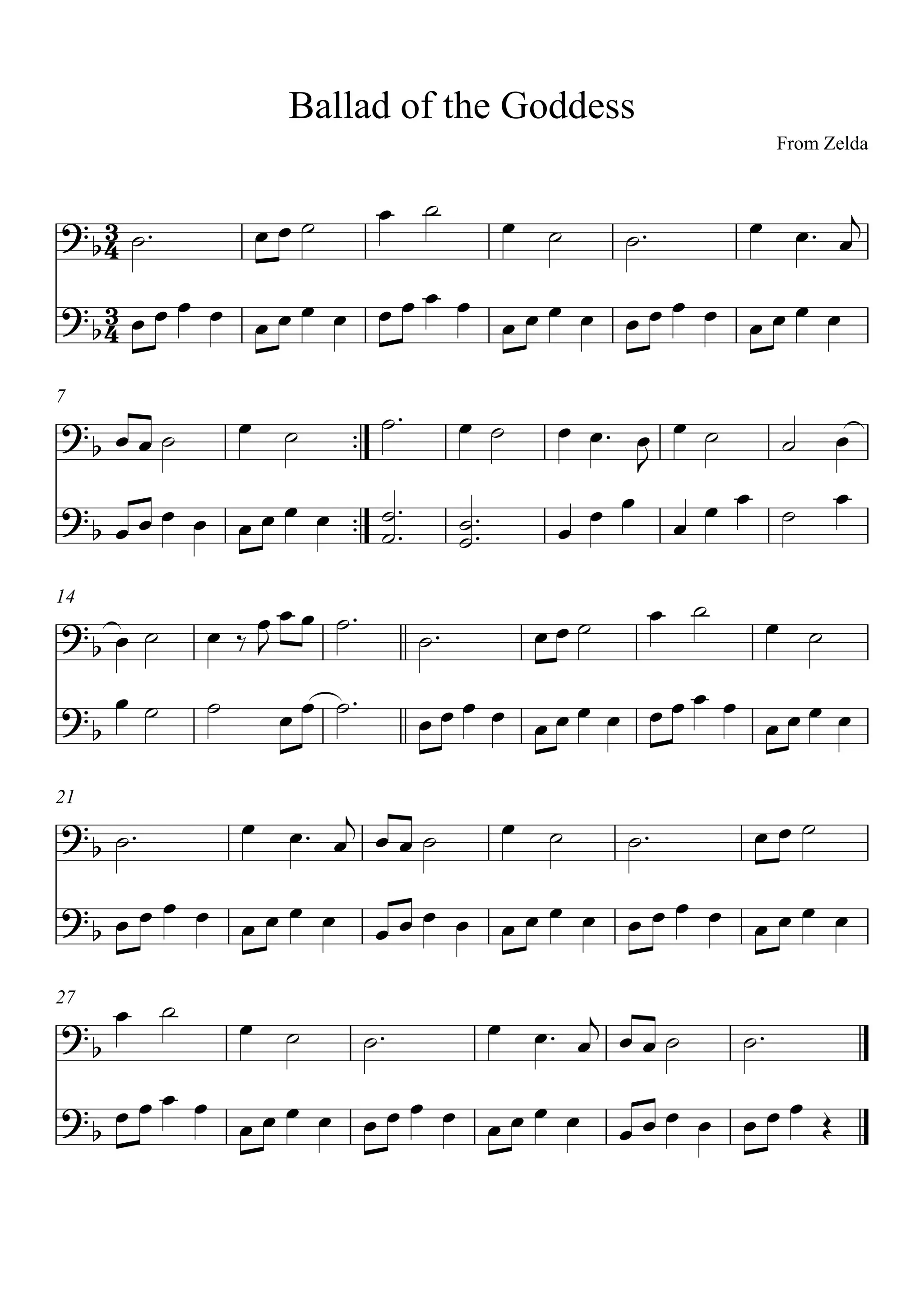Ballad of the goddess cello duett PDF Classical Music Music