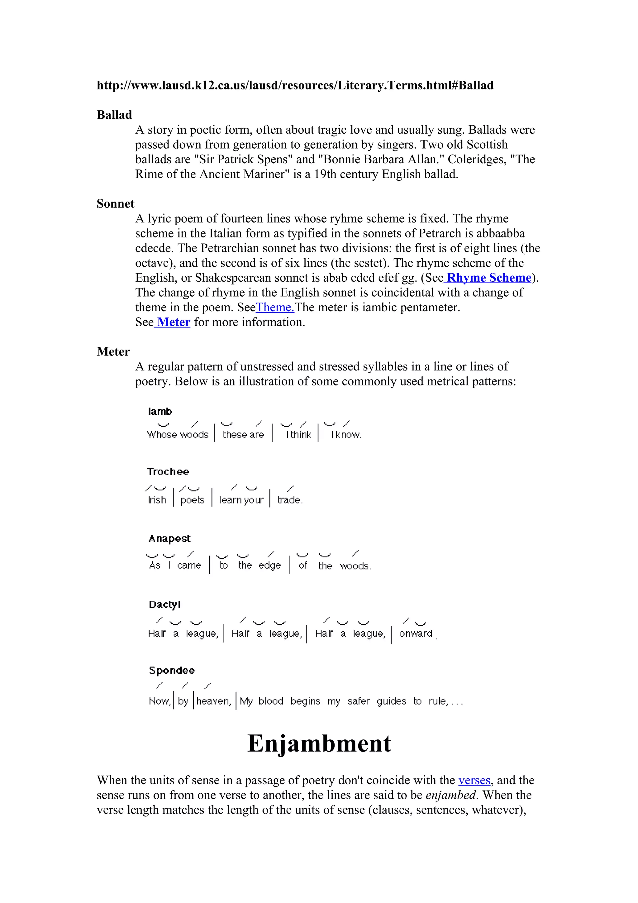 Ballad sonnet meter etc... | DOC