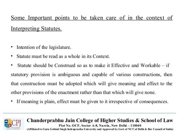 Interpretation Of Statute Interpretation Of Statute