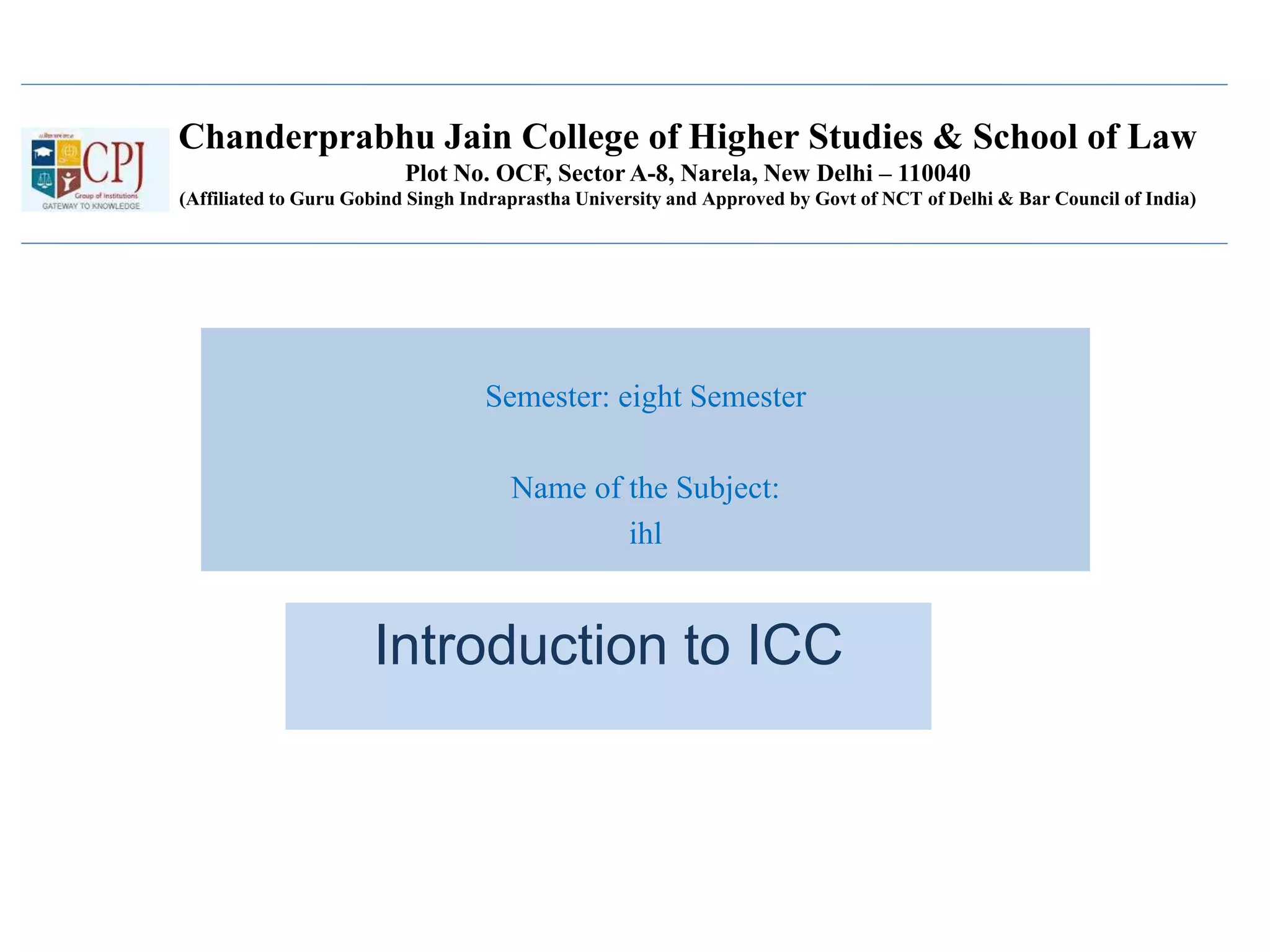 Introduction to ICC | PPTX
