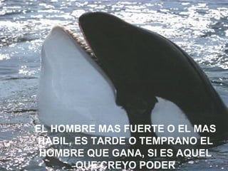EL HOMBRE MAS FUERTE O EL MAS HABIL, ES TARDE O TEMPRANO EL HOMBRE QUE GANA, SI ES AQUEL QUE CREYO PODER 