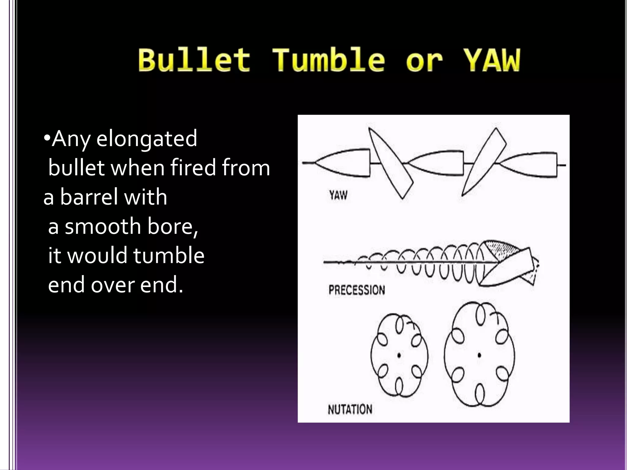 Bullets produce tissue damage in three ways “Shock Waves” Air at the front and sides of a very fast moving bullet can become compressed The explosive relaxation of the compression generates a damaging shock wave that can be several hundred atmospheres in pressure Fluid-filled organs such as the bladder, heart, and bowel can be burst by the pressure.