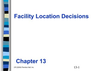13-1
Facility Location Decisions
Chapter 13
CR (2004) Prentice Hall, Inc.
 