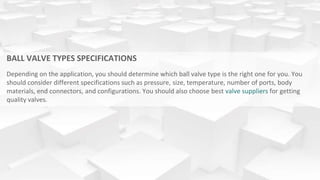 BALL VALVES AND THEIR INDUSTRIAL USES BASED ON THEIR TYPES.pptx