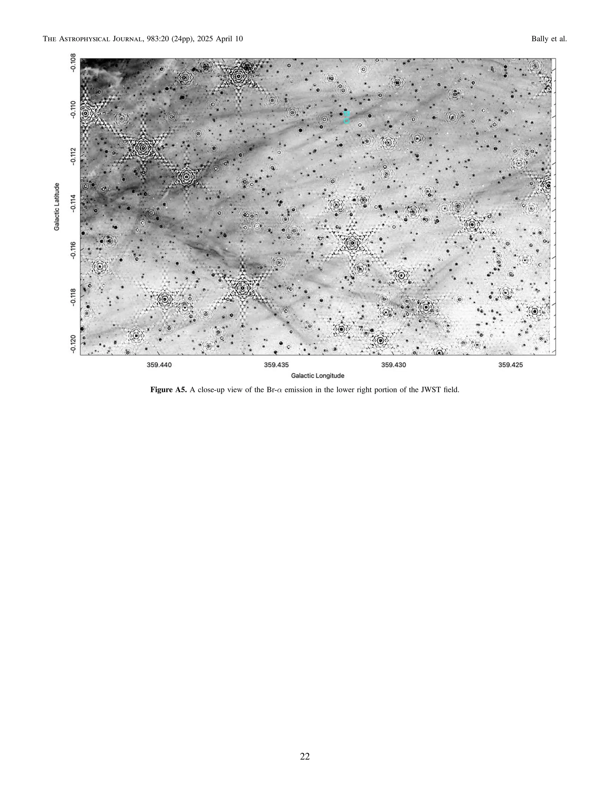 Figure A5. A close-up view of the Br-α emission in the lower right portion of the JWST ﬁeld.
22
The Astrophysical Journal, 983:20 (24pp), 2025 April 10 Bally et al.
 