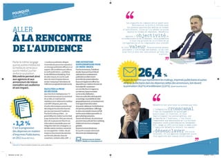 8
BALmétrie / Tous les résultats d’audience du courrier publicitaire
9
POURQUOI
BALMÉTRIE?
Parlerlemêmelangage
quelesautresmédiasest
lameilleurearmepour
quelemédiaCourrier
renforcesaposition.
BALmétriepermetainsi
auxagencesetaux
annonceursdemieux
connaîtresonaudience
etsonimpact.
26,4%
lapartdemarchéquereprésententlesmailings,impriméspublicitairesetautres
éditionspublicitairesdanslesdépensesnettesdesannonceurs,loindevant
lapromotion(16,8%)etlatélévision(12,8%).(ÉtudeFrancePub2012)
« L’audiencepublicitairedésigne
l’ensembledespersonnesexposéesà
unmessagepublicitairediffusésurun
support.Elleconditionneparailleurs,
lestarifspublicitaires »,synthétise
lesiteDéfinitionsMarketing.Privé
decettemesure,leCourrieravait
doncdumalàs’imposerdansun
secteurmarquéparl’abondancede
l’offreetlacomplexitédeladémarche.
FACILITERLAPRISE
DEDÉCISION
Quecherchelemédiaplanneur ?Il
veutavanttoutassurerlacouverture
desacible,enmaîtrisantles
répétitionsetenobtenantlemeilleur
coûtGRP.Ildispose,pourcela,
d’outilsinformatiquespuissantsqui
décortiquentlesdonnéesfournies
parceuxquimesurentl’audience.
Plusfacileàdirequ’àfaire…Le
granddéfautdumédiaCourrierétait
jusqu’àprésentden’êtrepasmesuré,
doncdenepaspouvoirfournirces
informationsessentiellespourson
intégrationdanslescampagnes.Le
GIEBALmétries’estdoncconcentré
suruneapproche« média»deson
impactenfournissantdesdonnées
auxformatsattendus(tauxde
couverture,contactsutiles,GRP…).
UNEOUVERTURE
SUPPLÉMENTAIREPOUR
LECROSS-MEDIA
Pourlesannonceurs,l’intérêtest
double.Ilspeuventtoutd’abord
optimiserleurinvestissement
publicitaireendéterminant
lenombredecontactsattendus.
Ilspeuventégalementaffinerleur
dispositifcross-médiaenfonctionde
leursobjectifs :surpression
surunecible,fluxenmagasinou
surInternet,impactimmédiat
surlesventes,fidélisation…
Àtouscesoutils,BALmétrieajoutera
unavantage :lapossibilitédecibler
géographiquementuninvestissement,
enlerapprochantdelanotion
dequartierutiliséeparlesdistributeurs
d’impriméspublicitaires.L’affichage
et,dansunemoindremesure,laPQR
sontlesseulsmédiasàpermettreun
géomarketingaussiprécis.
Danslemêmetemps,lesannonceurs
pourrontmieuxarticulerleurmarketing
relationnelavecleurscampagnes
globales.
Quipourraencoredouterque
leCourrierasaplacedanstoute
démarchedemédiaplanning ?
+1,2 %C'estlaprogression
desdépensesenmatière
d’ImprimésPublicitaires,
en2012(ÉtudeIREP2012).
Dominique
Scalia,Président
del’Observatoire
ComMedia.
DidierFarge,
Présidentdu
SNCD(Syndicat
Nationaldela
Communication
Directe).Président
ConexanceMD.
Les supports de communication ayant pour
destination la boîte à lettres sont
les parents pauvres des médias en termes
d’indicateurs, alors qu’ils pèsent un poids
majeur en termes de dépenses. BALmétrie
apporte l’objectivitéet
la normalisation de la mesure. Cela permettra
à tous les acteurs de la filière de se
les approprier et de comprendre leur intérêt
et leur valeur. Nous pourrons penser
autrement l’arbitrage des moyens, ce qui est
plus facile avec des indicateurs qu’avec des
a priori.
BALmétrie est pour nous un nouveau pas vers
l’intégration crosscanal.
C’est un changement de paradigme :
positionner le Courrier, et donc
implicitement les autres médias, sur
le marché de l’audience, c’est faire
comprendre aux annonceurs qu’ils doivent
repenser leurs plans médias en intégrant
ROI, image et efficacité dans le même plan.
L’approche BALmétrie devrait les amener
à désenclaverles silos
internes, et les agences changeront alors
leur approche des canaux relationnels.
ALLER
ÀLARENCONTRE
DEL'AUDIENCE
Retrouveztouslesrésultats
détailléssurwww.balmetrie.fr
Balmetrie_ok.indd 8-9 21/05/13 12:31
 