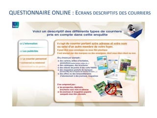 QUESTIONNAIRE ONLINE : ECRANS DESCRIPTIFS DES COURRIERS

 