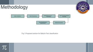 Methodology
Fig.1 Proposed solution for Balochi Text classification
 