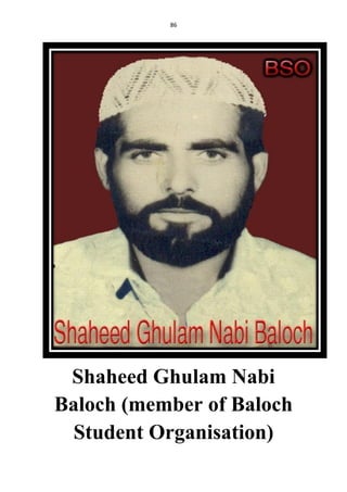 86
Shaheed Ghulam Nabi
Baloch (member of Baloch
Student Organisation)
 