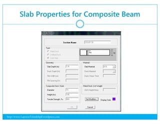 Slab Properties for Composite Beam
http://www.LaporanTeknikSipil.wordpress.com
 