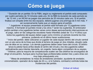 Reglas internacionales de baloncesto . 