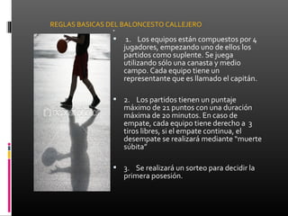 
 1. Los equipos están compuestos por 4
jugadores, empezando uno de ellos los
partidos como suplente. Se juega
utilizand...