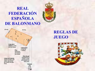 REAL
 FEDERACIÓN
  ESPAÑOLA
DE BALONMANO

               REGLAS DE
               JUEGO
 