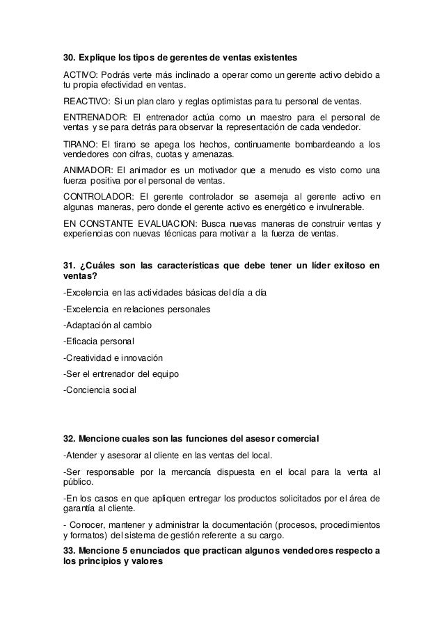 Balotario de preguntas antecedentes históricos de las ventas