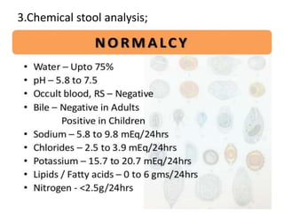 3.Chemical stool analysis;
 
