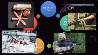 De un Solo
Tiro
De Bala
Perforante
Bala
Explosiva
Bala
Incendiaria
Bala
Expansiva
 