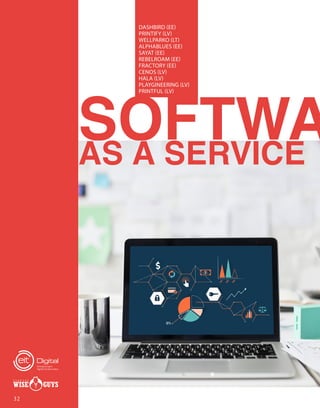 SOFTWA
DASHBIRD (EE)
PRINTIFY (LV)
WELLPARKO (LT)
ALPHABLUES (EE)
SAYAT (EE)
REBELROAM (EE)
FRACTORY (EE)
CENOS (LV)
HALA (LV)
PLAYGINEERING (LV)
PRINTFUL (LV)
AS A SERVICE
32
 