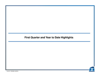 3 BALTIC TRADING LIMITED
First Quarter and Year to Date Highlights
 