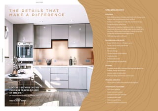 T H E D E T A I L S T H A T
M A K E A D I F F E R E N C E KITCHEN
•	 Matt finish premium kitchen units with soft closing doors,
drawers and complimenting work surfaces
•	 Stainless steel single bowl sink with chrome lever tap
•	 Toughened glass splash back
•	 High quality integrated appliances with A+ rating for
maximum efficiency including single oven, ceramic hob,
extractor, wall mounted microwave, washer-dryer and
integrated dishwasher and fridge freezer
•	 LED lighting under wall units
BATHROOM & EN-SUITE
•	 Large walk in shower with glass screen
•	 Vanity unit in white gloss finish
•	 Fitted mirror
•	 Chrome fittings
•	 Chrome heated towel radiator
•	 Ventilation fan
•	 Porcelain floor tiles
•	 Contemporary wall panelling
FLOORS
•	 Premium wood-effect laminate flooring throughout the
hallway, lounge and kitchen
•	 Luxury carpet in bedroom(s)
•	 Porcelain tiling in bathroom and en-suite
WALLS & CEILINGS
•	 Three coats of white matt emulsion throughout
ADDITIONAL FEATURES
•	 LED down-lighting
•	 Secure intercom system
•	 Chrome sockets and switches
•	 Integrated data cable
•	 Lifts serving all floors
•	 External communal courtyard
SPECIFICATIONS
LOCATED IN “ONE OF THE
COOLEST PLACES TO LIVE
IN THE UK”
BY THE SUNDAY TIMES, OCTOBER 2018
21 22
WWW.BALTICVIEW.CO.UK BALTIC VIEW
 