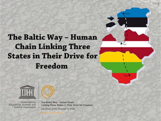 1
The Baltic Way – Human
Chain Linking Three
States in Their Drive for
Freedom
 