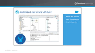 All contents © MuleSoft Inc.
Acceleration & easy onramp with Mule 4
4
Refined Mule language
Easier troubleshooting
•
•
• Simplified upgrades
 