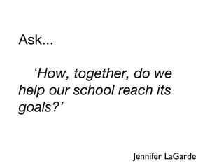 Ask...
‘How, together, do we
help our school reach its
goals?’
Jennifer LaGarde
 