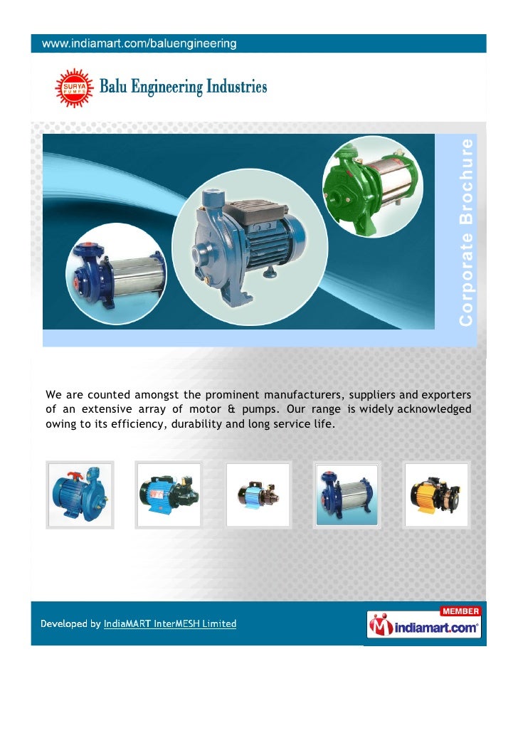 Balu Engineering Industries, Coimbatore, Pumps