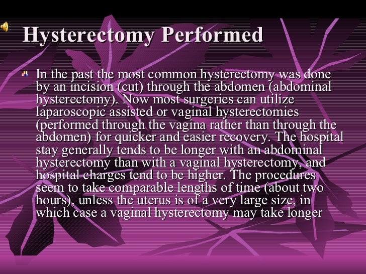 Total abdominal hysterectomy postop complications