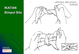 (4)   IKATAN, BALUTAN &
                                   ANDUH
   IKATAN
   Simpul Sila




Professionally
coordinates by:
 