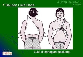 (4)   IKATAN, BALUTAN &
 Balutan         Luka Dada                               ANDUH




Professionally
coordinates by:
                          Luka di bahagian belakang
 