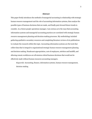 Strategic Human Resource Management Relies on Managerial Accounting ...