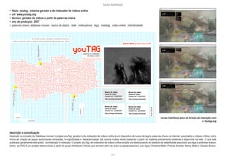 lucas bambozzi
lxxxi
• título: youtag . sistema gerador e de-indexador de vídeos online
• url: www.youtag.org
• técnica: gerador de vídeos a partir de palavras-chave
• ano de produção: 2007
• palavras-chave: database movies . banco de dados . rede . indexadores . tags . metatag . vídeo online . interatividade
descrição e conceituação
Inspirado no conceito de ‘database movies’ o projeto youTag: gerador e de-indexador de vídeos online é um dispositivo de busca de tags e palavras-chave na Internet, associados a vídeos e fotos, como
forma de criação de peças audiovisuais remixadas, re-significadas e ‘desautorizadas’ (de autoria muitas vezes bastarda) a partir de material previamente existente e disponível na rede. O que está
publicado geralmente está aceito, ‘normatizado’ e indexado. O projeto youTag: de-indexador de vídeos online propõe um deslocamento do estatuto de estabilidade associado aos tags e sistemas indexa-
dores. youTAG é um projeto desenvolvido a partir do grupo Interfaces Críticas que envolve além do autor os pesquisadores Lucio Agra, Christine Mello, Priscila Arantes, Nancy Betts e Cláudio Bueno.
novas interfaces para as formas de interação com
o Youtag.org
 